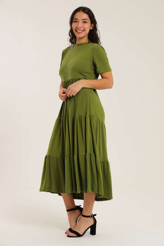 Fatigue Loose Fit Midaxi Tiered Dress
