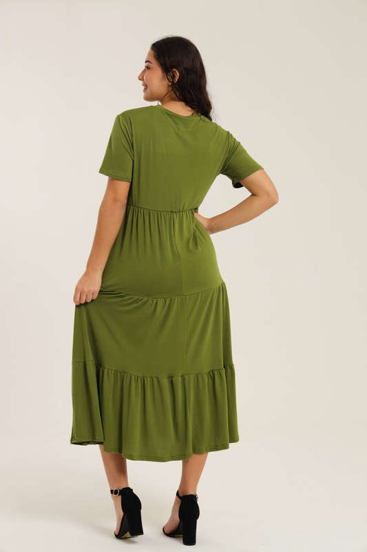 Fatigue Loose Fit Midaxi Tiered Dress