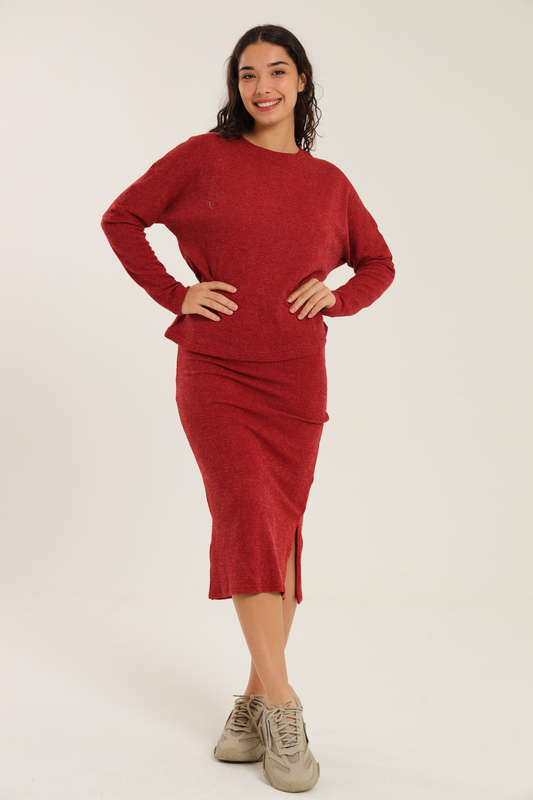 Italian Ribbed Skirt &amp; Long Sleeve Top Winter Set