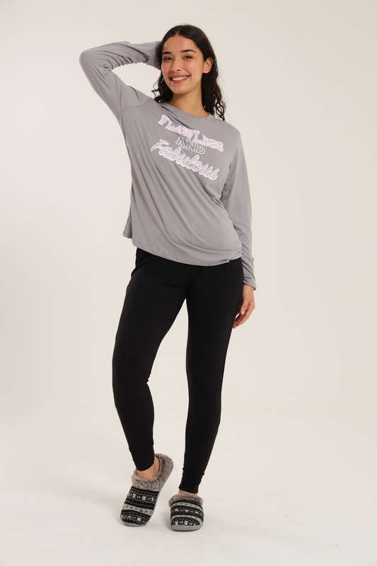 Ladies Printed Long Sleeve Winter Pyjama Set