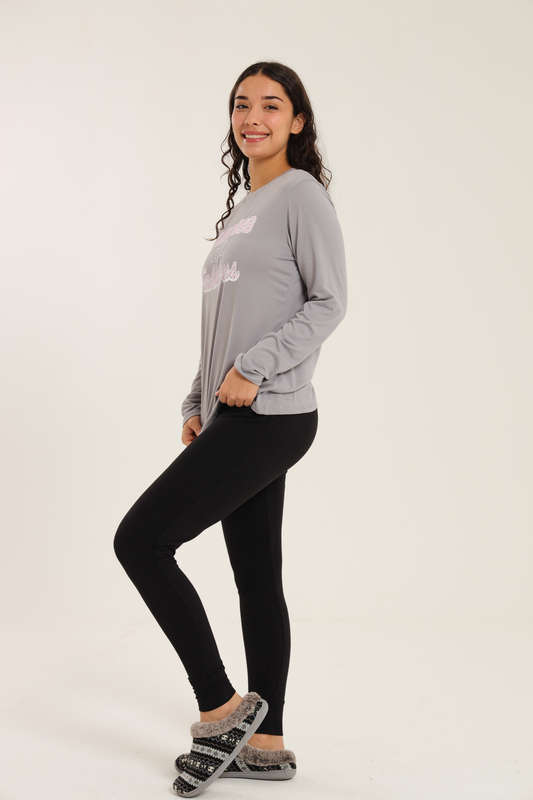 Ladies Printed Long Sleeve Winter Pyjama Set
