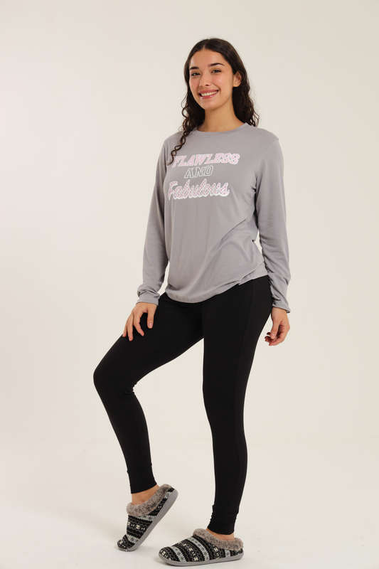 Ladies Printed Long Sleeve Winter Pyjama Set