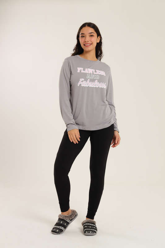 Ladies Printed Long Sleeve Winter Pyjama Set