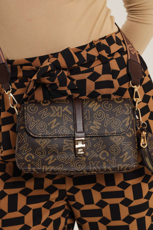 Stella Logo Crossbody Sling Bag Patterned Strap &amp; Mini Purse