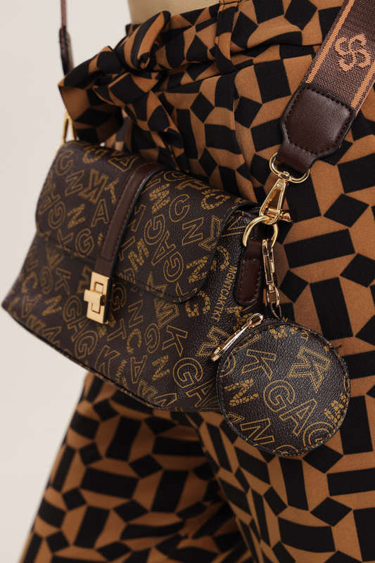 Stella Logo Crossbody Sling Bag Patterned Strap &amp; Mini Purse