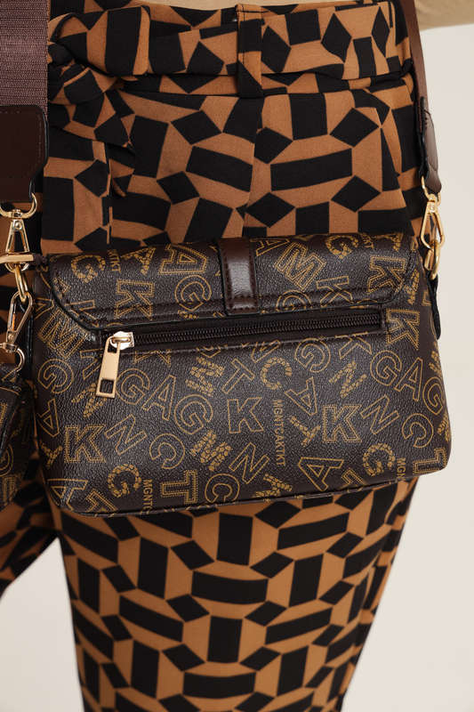 Stella Logo Crossbody Sling Bag Patterned Strap &amp; Mini Purse