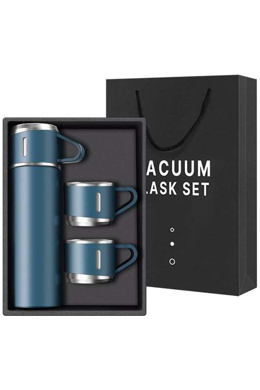Thermos Vacuum Double Wall Of Stainless Steel Flask Set With 3 Cups 500ml