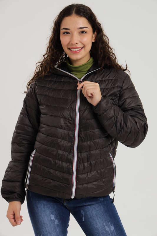 Unisex Hooded Puffer Jacket With Easy Carry Bag Dark Grey