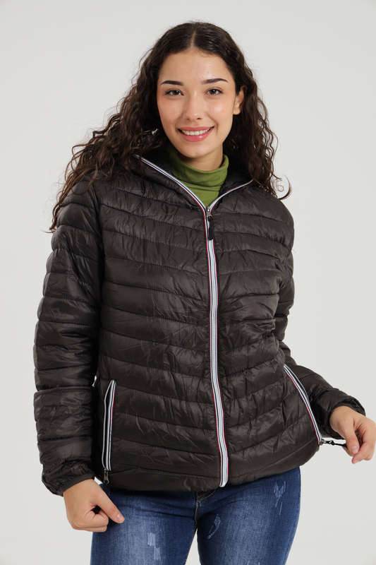 Unisex Hooded Puffer Jacket With Easy Carry Bag Dark Grey