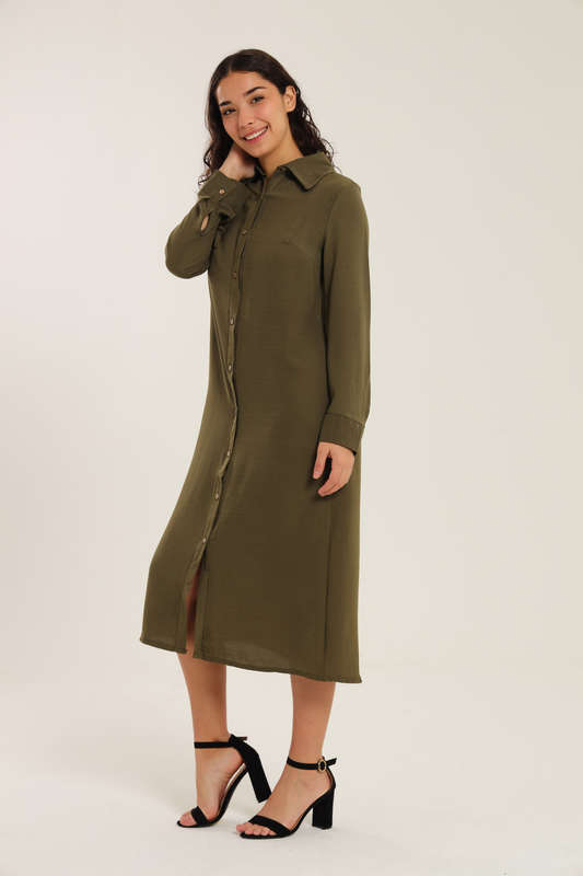 Asher Long Sleeve Button Down Shirt Dress