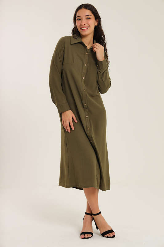 Asher Long Sleeve Button Down Shirt Dress