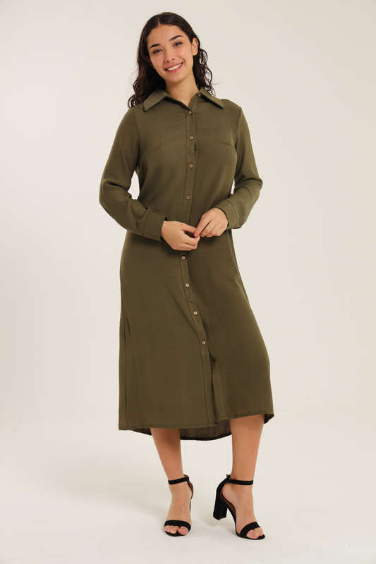 Asher Long Sleeve Button Down Shirt Dress