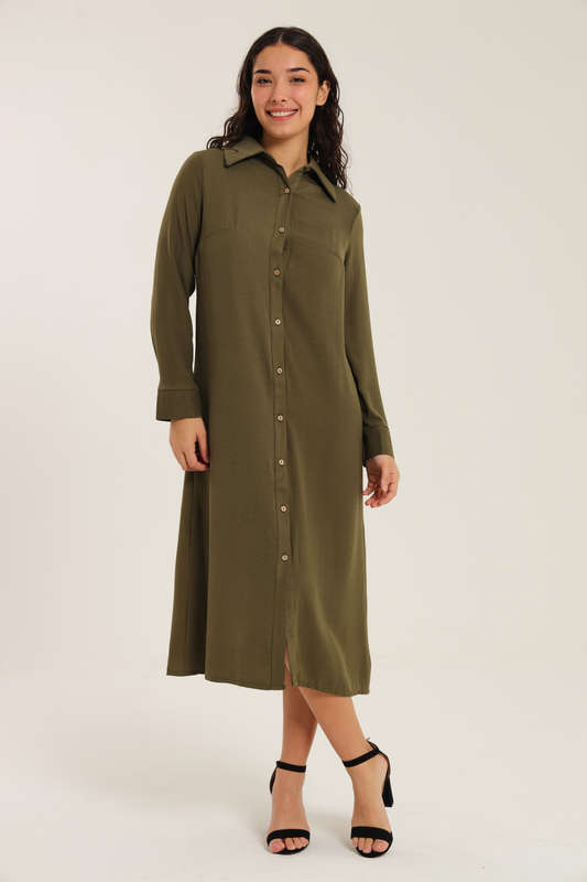 Asher Long Sleeve Button Down Shirt Dress