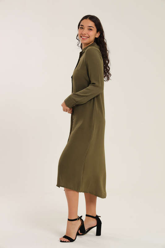 Asher Long Sleeve Button Down Shirt Dress