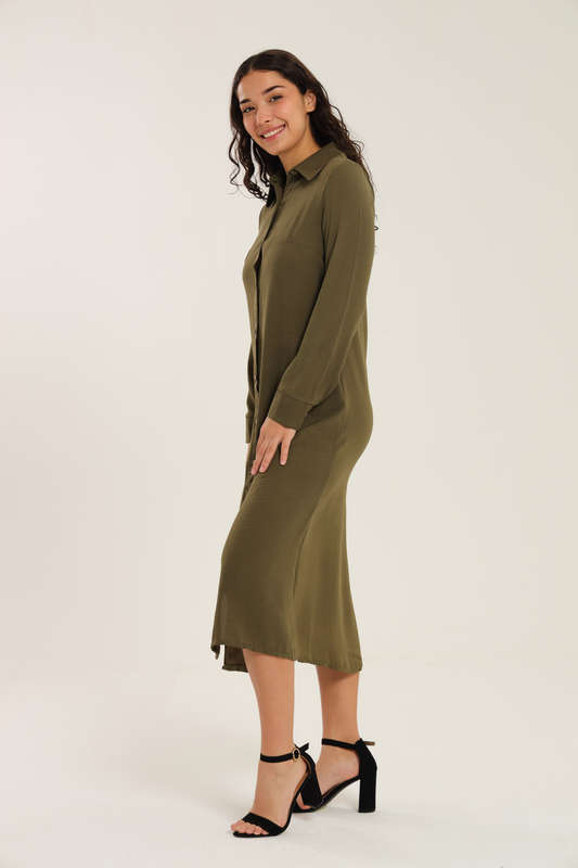 Asher Long Sleeve Button Down Shirt Dress