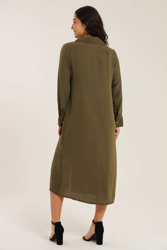 Asher Long Sleeve Button Down Shirt Dress