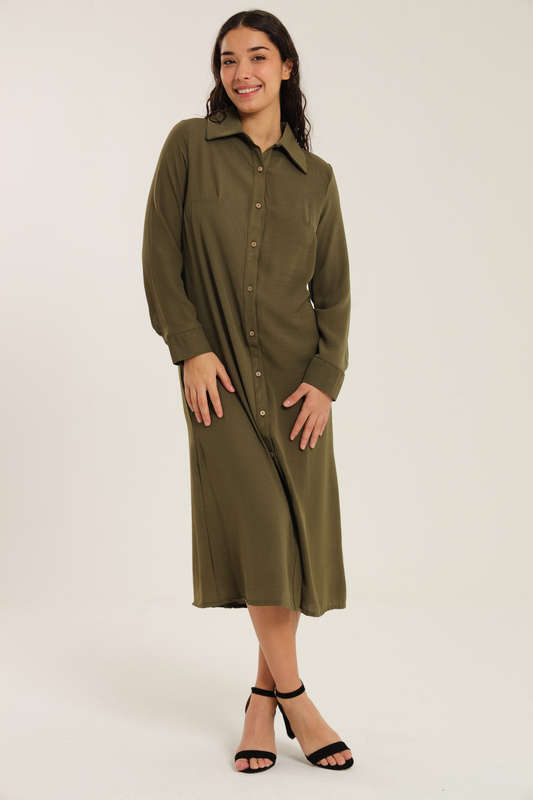 Asher Long Sleeve Button Down Shirt Dress