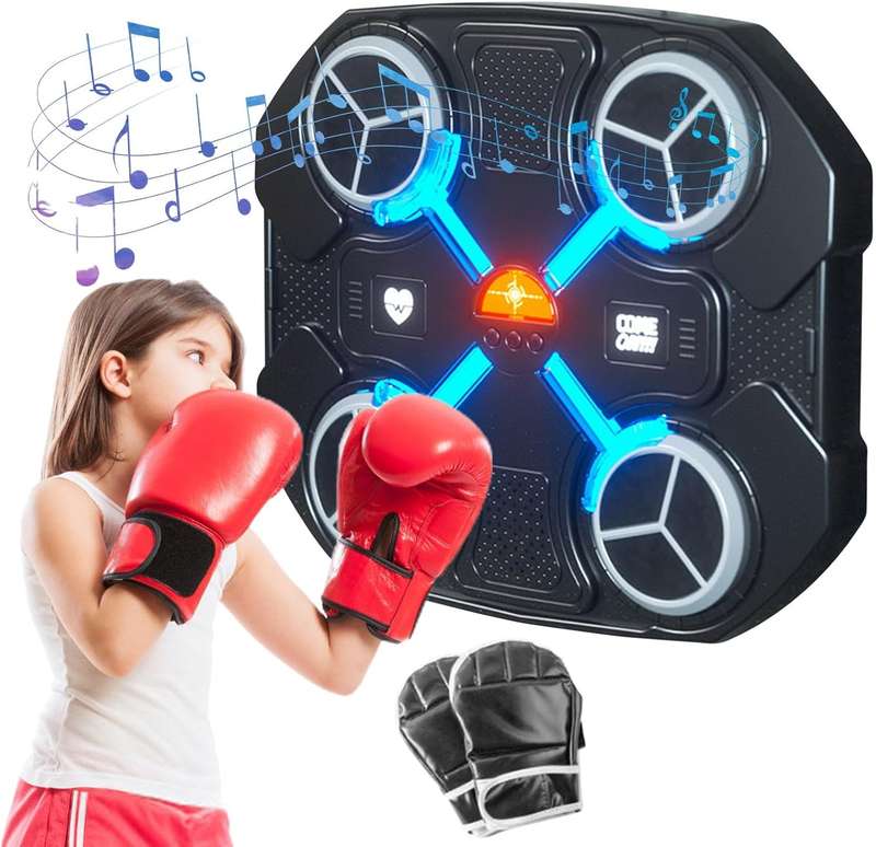 Kids Electronic Wall-Mounted Boxing Machine with Music With Half Glove