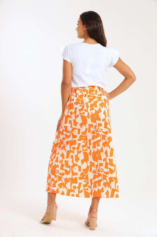 Kiyyah Ladies Printed High-Waisted Elasticated Skirt with Pockets