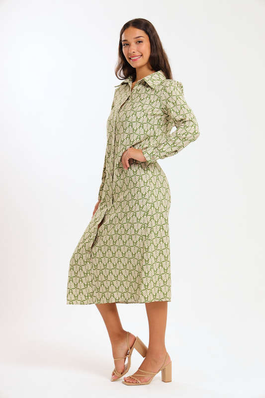 Asher Button Down Long Sleeve Office Shirt Dress