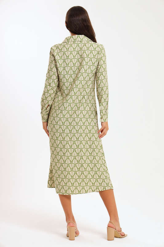 Asher Button Down Long Sleeve Office Shirt Dress