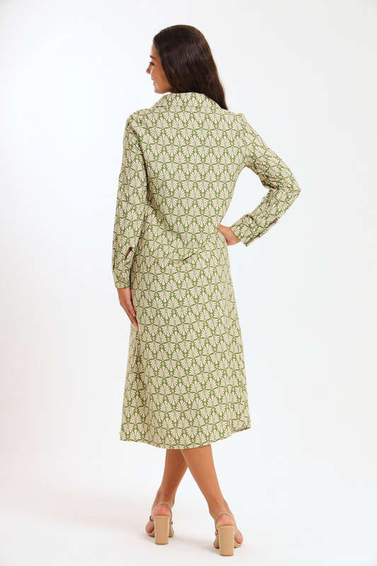 Asher Button Down Long Sleeve Office Shirt Dress
