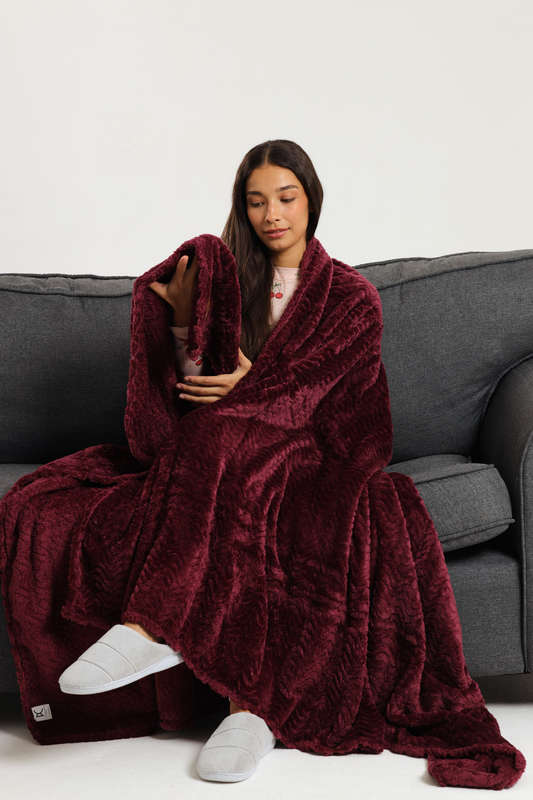 Pierre Cardin Textured Ripple Flannel Luxury Throw XL 180cm x 200cm