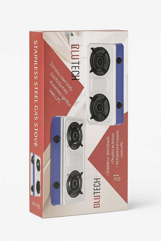 2 Plate Stainless Steel Gas Stove With Connecting Accessories