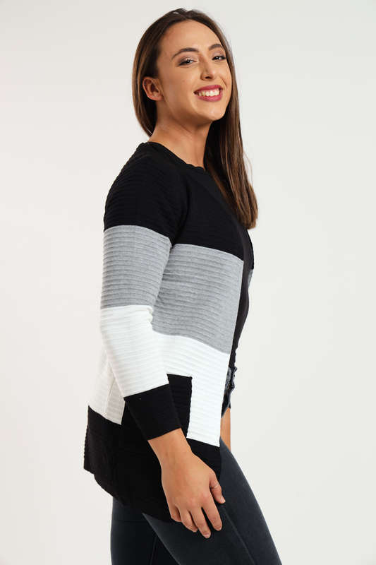 Kori Striped Long Sleeve Cardigan Jersey