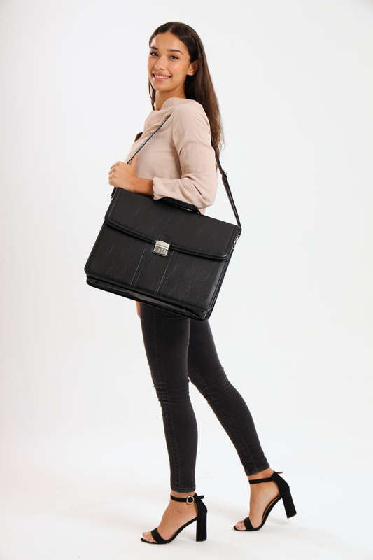 Premium Faux Leather 17 Inch Laptop Business Briefcase Bag