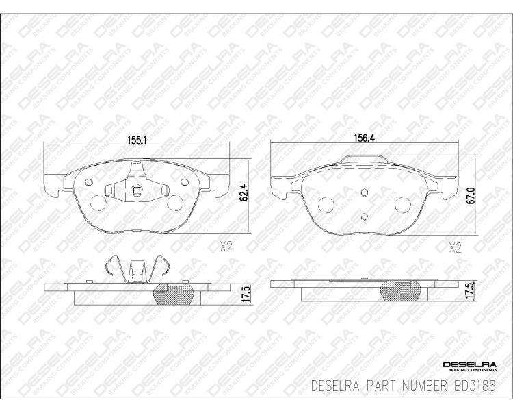 Mazda 3 Front Brake Pads 2004+ (1.6/2.0 Engine)