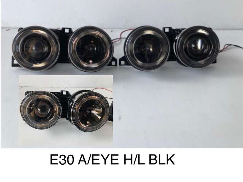 E30 Head Lamp Set Angel Eye Black 1983-1991