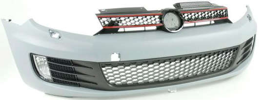 Golf 6 Gti Front Bumper Primed+washer Hole+fog Lamp Hole Complete 2009-2012