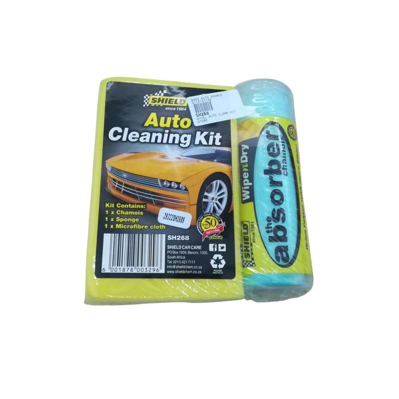 Shield Auto Cleaning Set (chamois + Microfibre Cloth  + Sponge)
