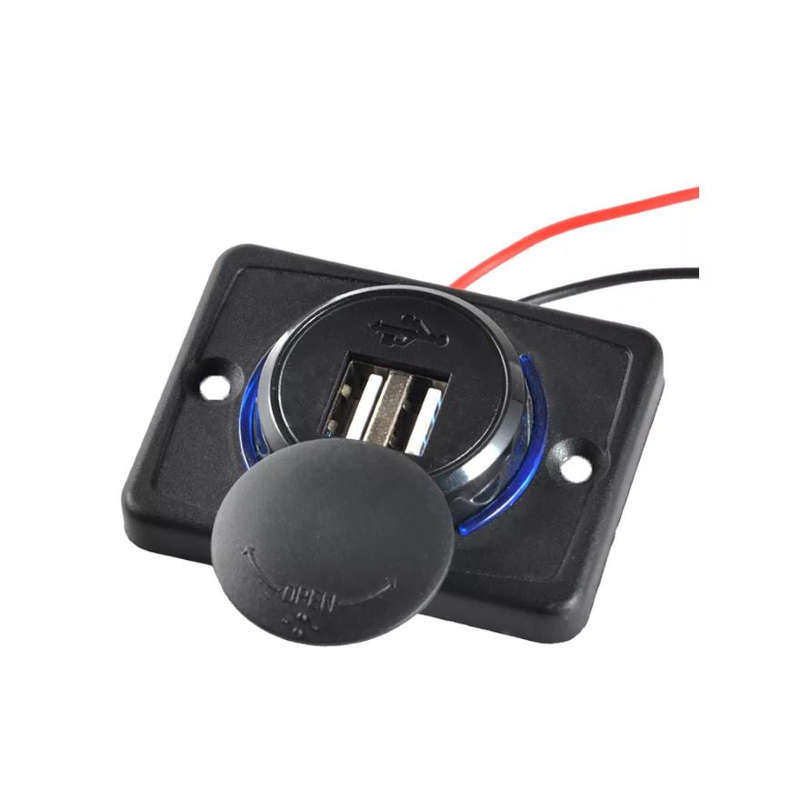 Dual USB Charger Socket with Sliding Cap