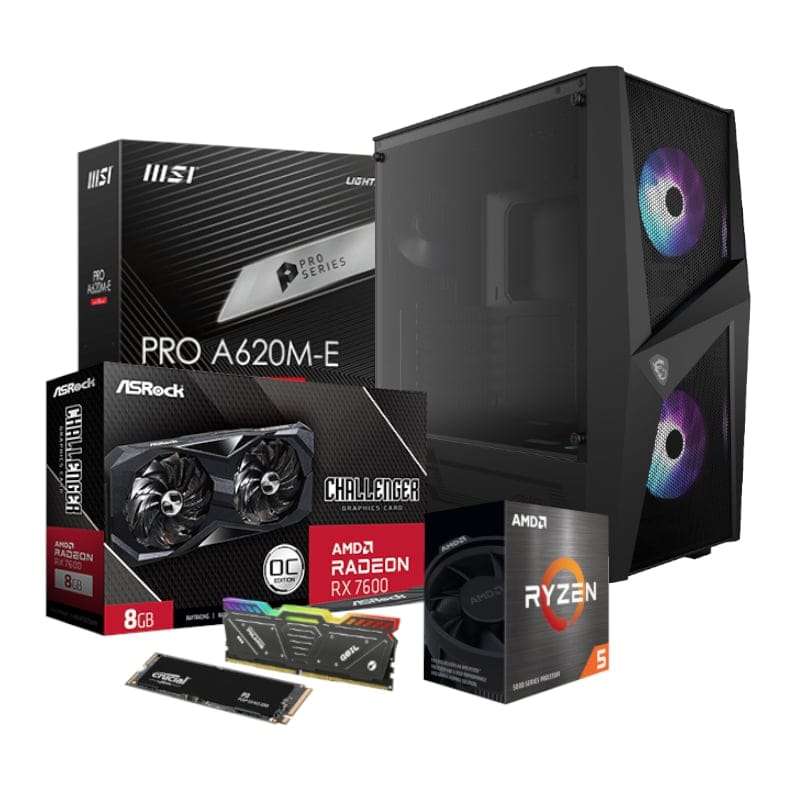 PCBuilder AMD Ryzen 5 7500F GUARDIAN Windows 11 Gaming PC - rAge Edition