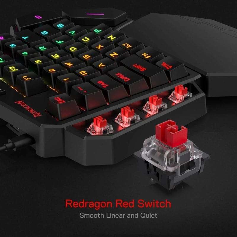 REDRAGON Diti Elite Pro One-Handed RGB Wireless Mechanical Gaming Keyboard - Black