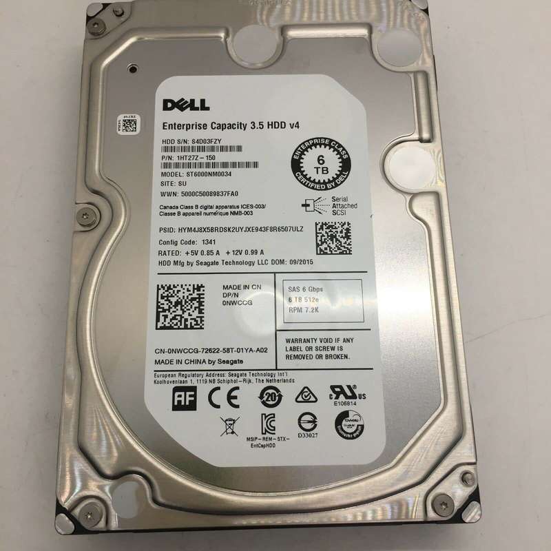 6TB Dell (ST6000NM0034), 7.2K SAS-6Gbps, LFF 3.5" Enterprise Server PowerEdge HDD (wo Caddy)