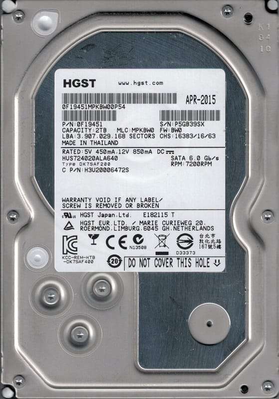 2TB Hitachi, 3.5", 7200RPM, 64MB, SATA HDD (ReNew)
