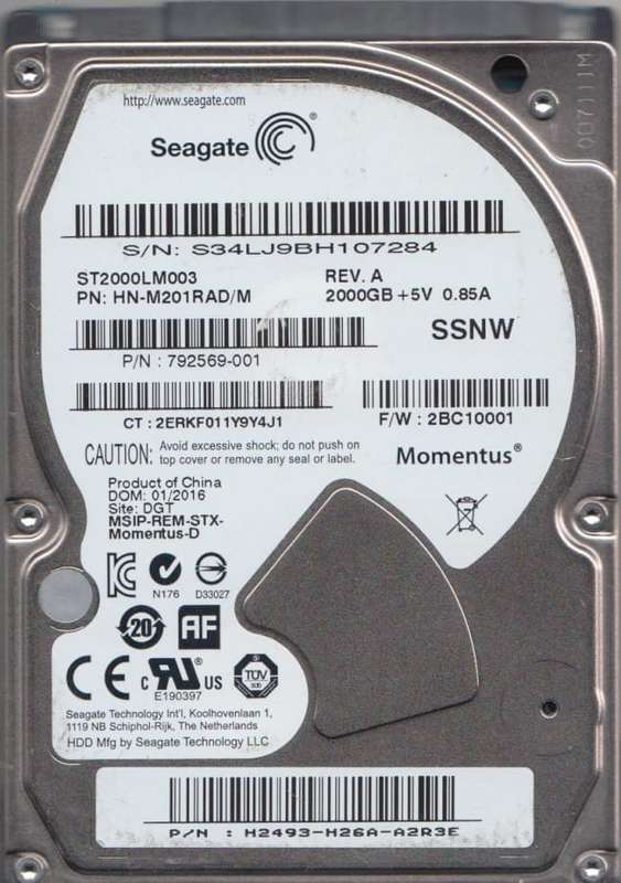 2TB Seagate, Momentus, SATA, 6GB/s, 2.5, 5400RPM, 32MB Cache, Notebook HDD