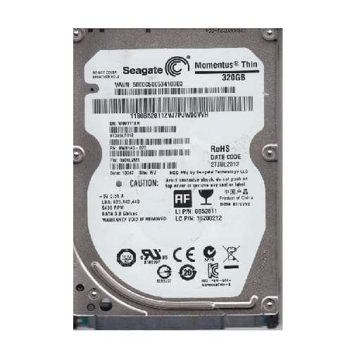 320GB Seagate Momentus Thin, SATA, 3GB/s, 2.5, 5400RPM, 16MB Cache, Notebook HDD