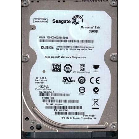320GB Seagate, Momentus Thin 7MM, SATA 3GB/s, 2.5", 7200RPM, 16MB Cache, Notebook HDD