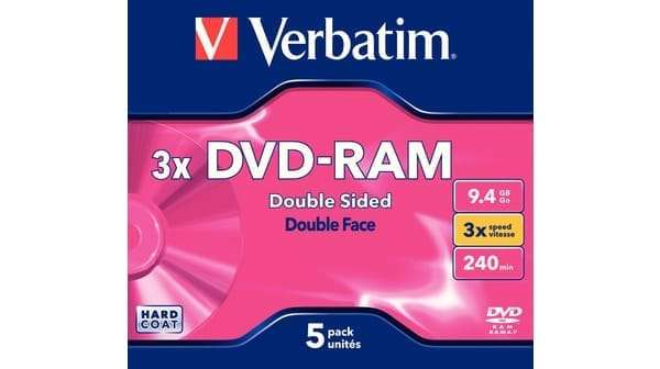 VERBATIM 9.4GB DVD-RAM, TYPE 4 DOUBLE SIDED, 5PK