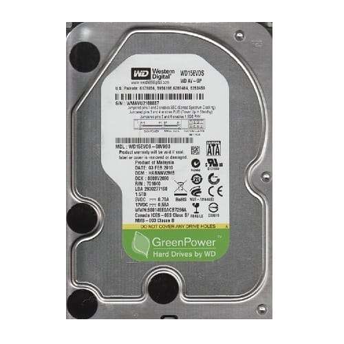 1.5TB WD Green, SATA, 3GB/s, 3.5", 7200RPM, 32MB Cache, Surveillance HDD