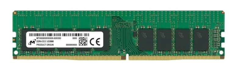 16GB Micron Server RAM, DDR4-3200, ECC Registered, UDIMM, 2Rx8, CL22, 1.2V, Server Memory Module