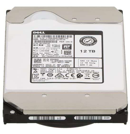 12TB Dell Enterprise (09HXK6), SAS-2 (12Gbps), LFF 3.5'', 7.2K, 512e HGST (HUH721212AL5200), Hard...