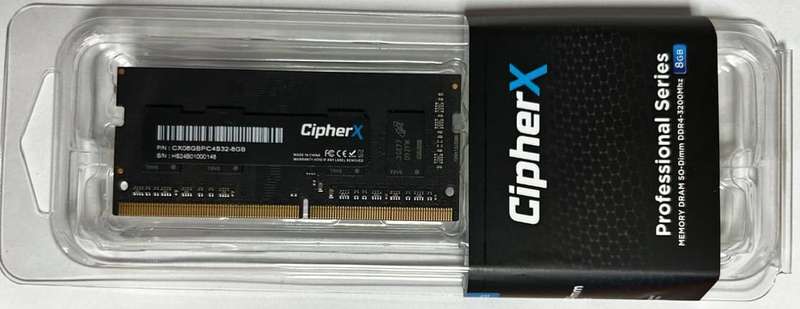 8GB CipherX Professional Series, DDR4 (3200Mhz) SODIMM CL16, Notebook Memory Module (Lifetime War...