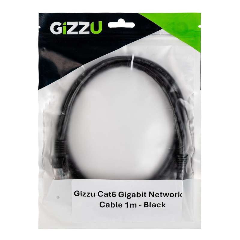 Gizzu Cat6 UTP Fly Lead Ethernet Network Cable 1m &#x2013; Black