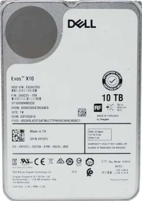 10TB Dell Exos X10, 3.5'', SAS, 12Gb/s, 512e, 7.2K, Enterprise HDD
