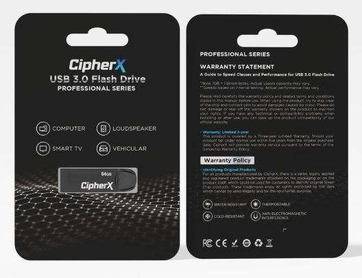64GB CipherX U10 Pro Series, USB 3.2 (150MB/s) USB Flash Drive
